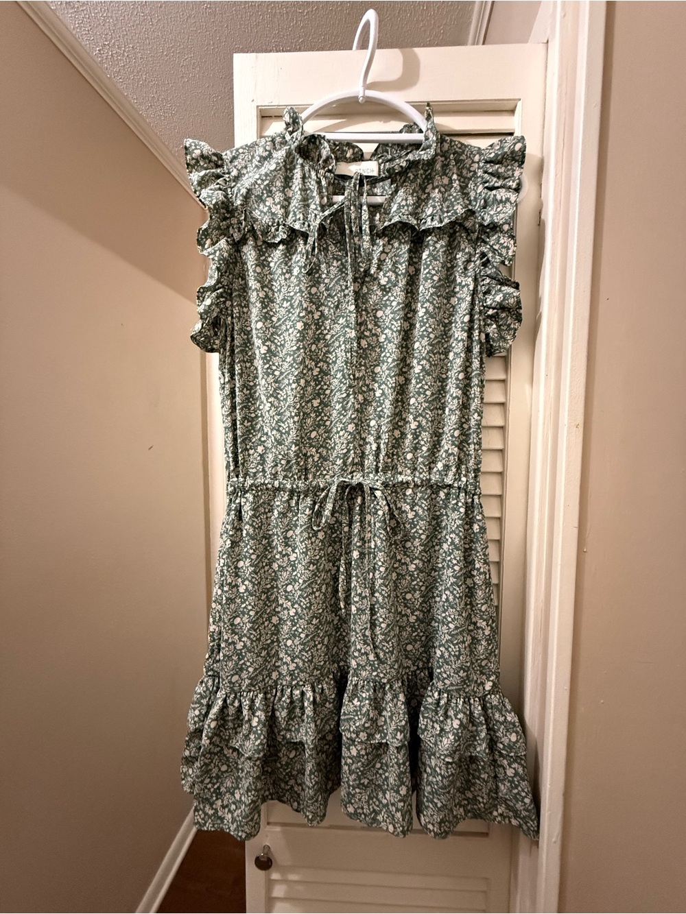 Pinch Floral Ruffle Mini Dress Sage Green Cottagecore Boho